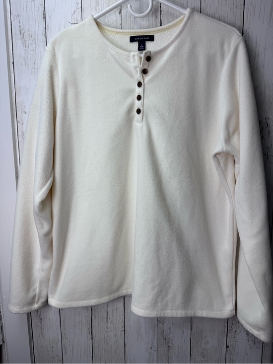 Lands' End Sweaters - Lands' End Cream Fleece Henley Pullover Top size Large